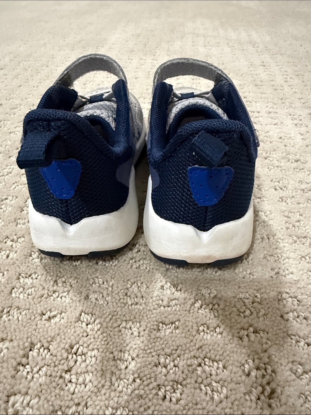 New Balance Gray and Navy Kids Athletic Sneakers - Picture 3 of 5